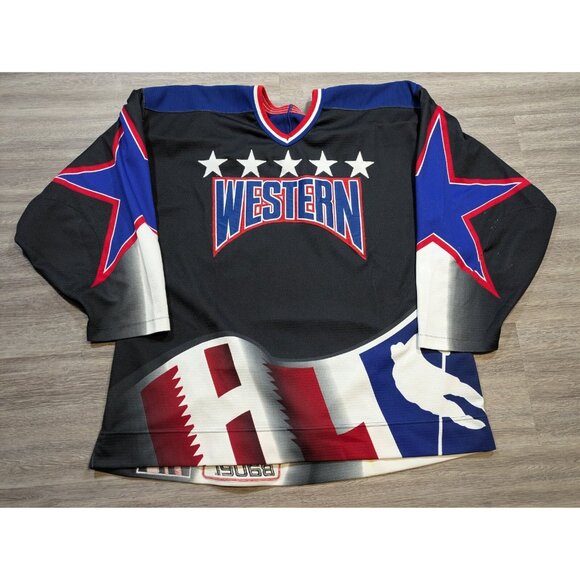 Vintage 1997 IHL Western All Stars Game Jersey Hockey Bauer Pro 56 Fight Strap - Picture 1 of 13